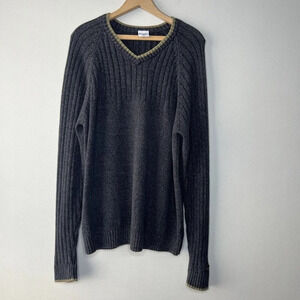 Columbia Vintage V-neck Sweater 100% Cotton Men’s Large Gray